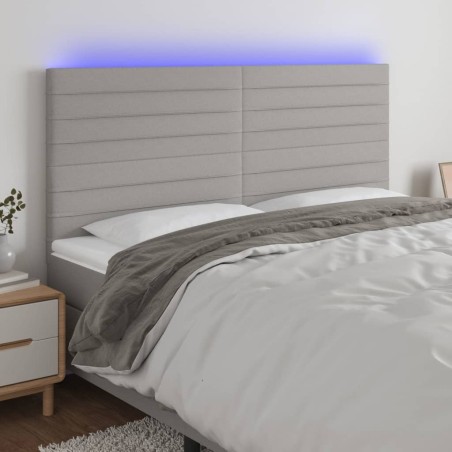 Tête de lit à LED Gris clair 200x5x118/128 cm Tissu 623778623778