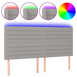 Tête de lit à LED Gris clair 200x5x118/128 cm Tissu 623778623778