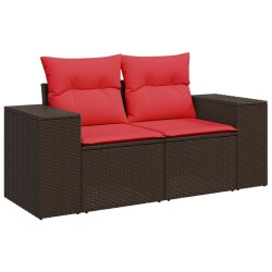 Ensemble de canapé de jardin 5 pcs avec coussins marron résine tressée 623782623782