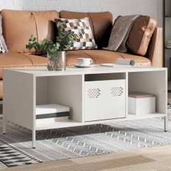 Table basse blanc 101,5x50x43,5 cm acier laminé à froid 623783623783