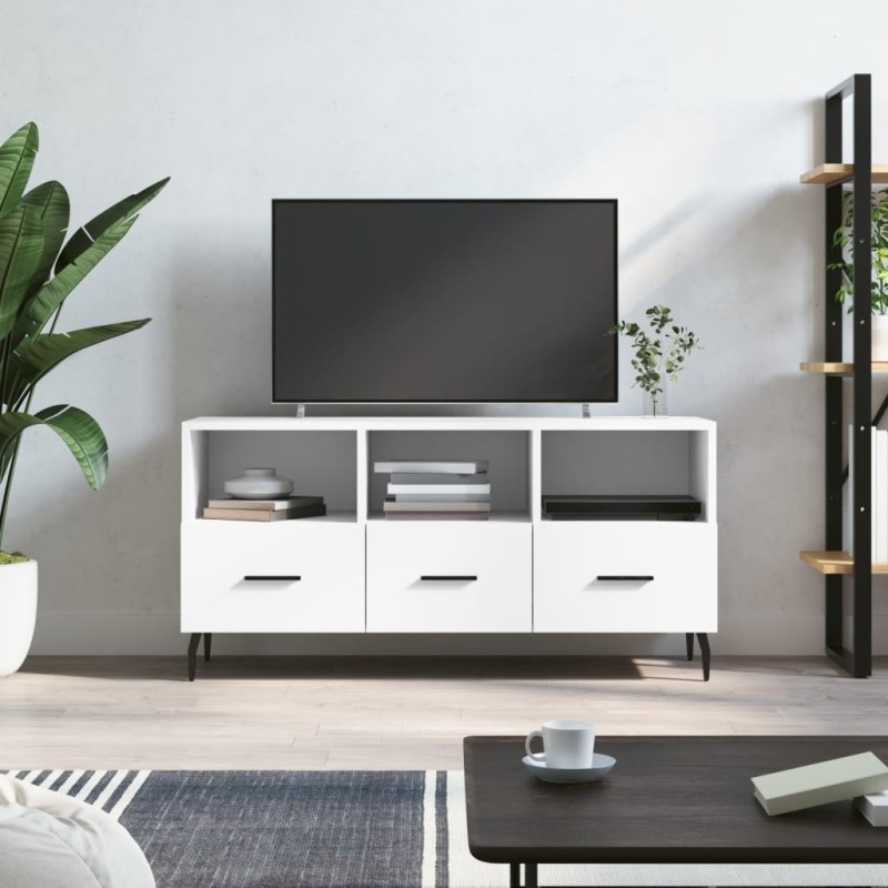 Meuble TV blanc 102x36x50 cm bois d'ingénierie 623784623784