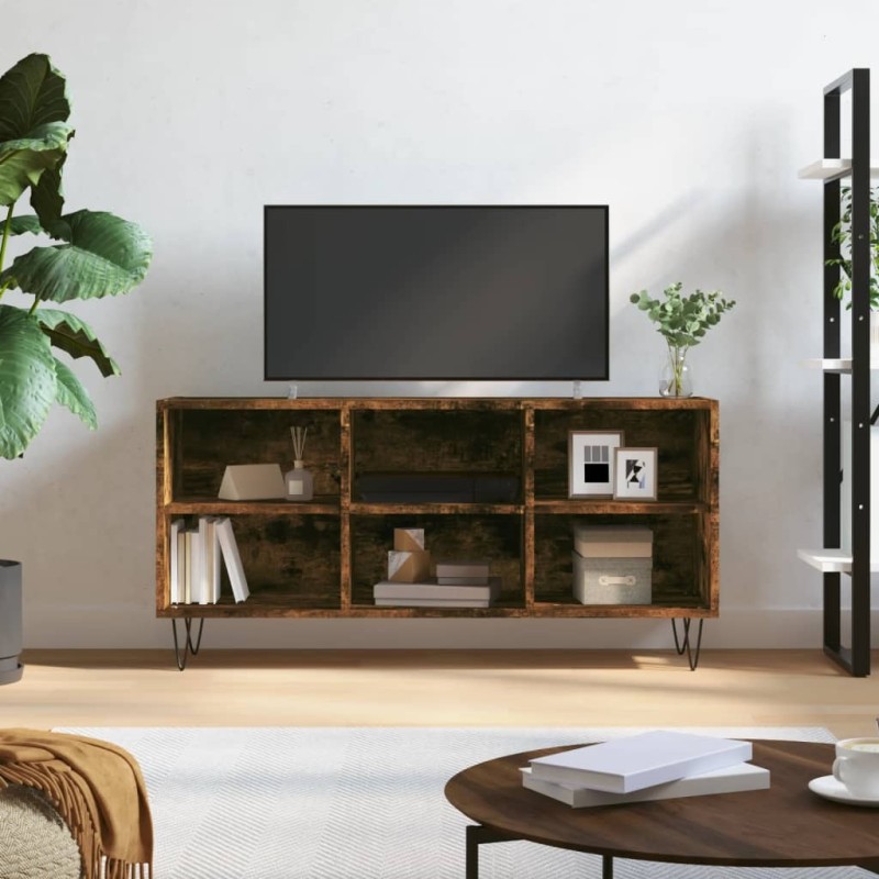 Meuble TV chêne fumé 103,5x30x50 cm bois d'ingénierie 623785623785