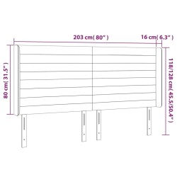 Tête de lit à LED Gris clair 203x16x118/128 cm Tissu 623788623788