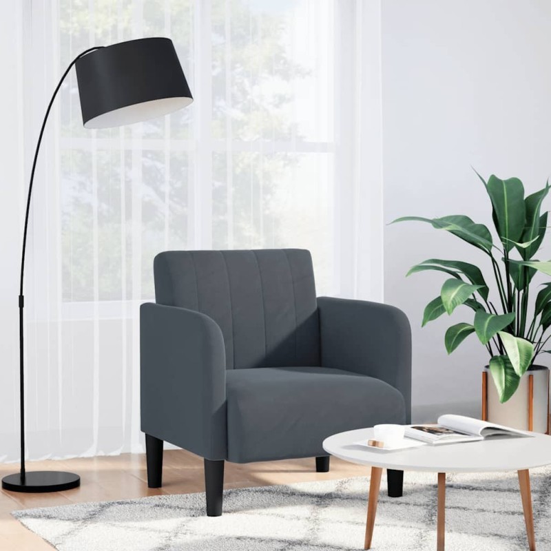 Fauteuil avec accoudoirs gris foncé 54 cm velours 623789623789