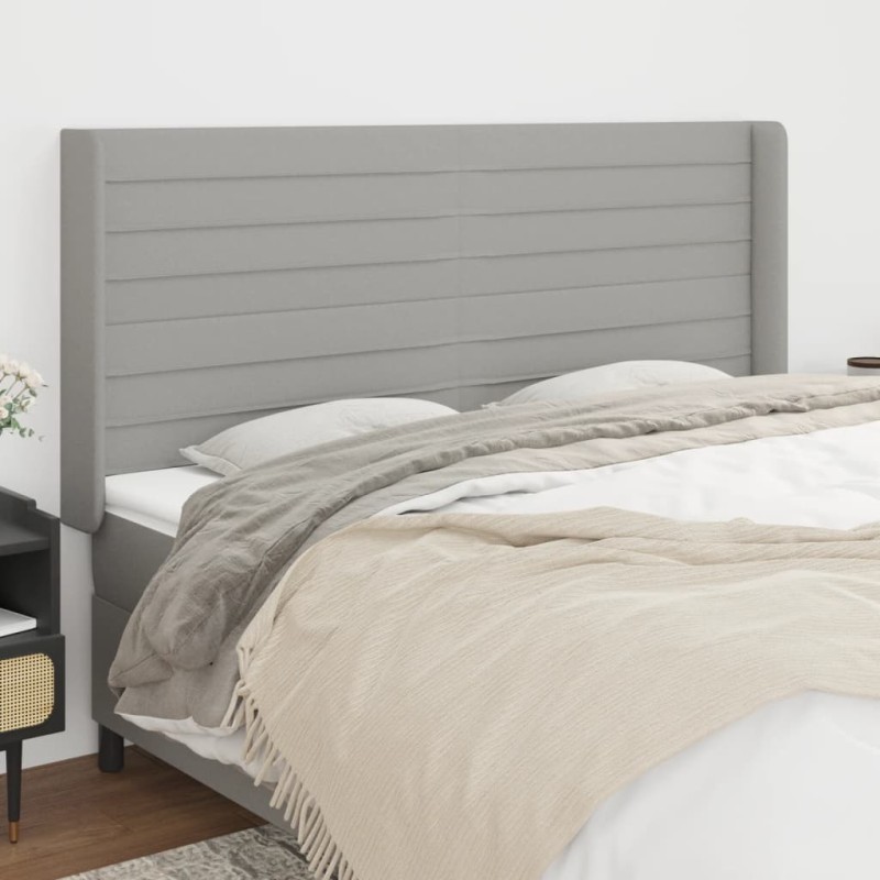 Tête de lit avec oreilles Gris clair 203x16x118/128 cm Tissu 623791623791