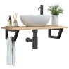 Étagère de vasque murale acier et bois massif d'acacia 623793623793