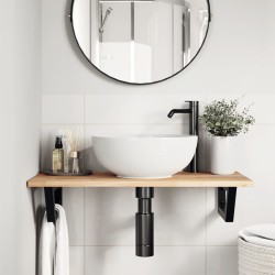 Étagère de vasque murale acier et bois massif d'acacia 623793623793