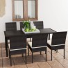 Ensemble à manger de jardin 7 pcs Résine tressée Noir 623797623797