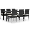Ensemble à manger de jardin 7 pcs Résine tressée Noir 623797623797