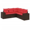 Ensemble de canapé de jardin 5 pcs avec coussins marron résine tressée 623803623803