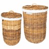 Panier à linge avec couvercle 2 pcs Brun Naturel Rattan Kubu 623806623806