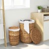 Panier à linge avec couvercle 2 pcs Brun Naturel Rattan Kubu 623806623806