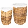 Panier à linge avec couvercle 2 pcs Brun Naturel Rattan Kubu 623806623806
