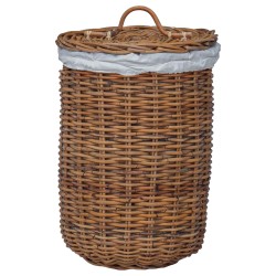 Panier à linge avec couvercle 2 pcs Brun Naturel Rattan Kubu 623806623806