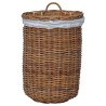 Panier à linge avec couvercle 2 pcs Brun Naturel Rattan Kubu 623806623806