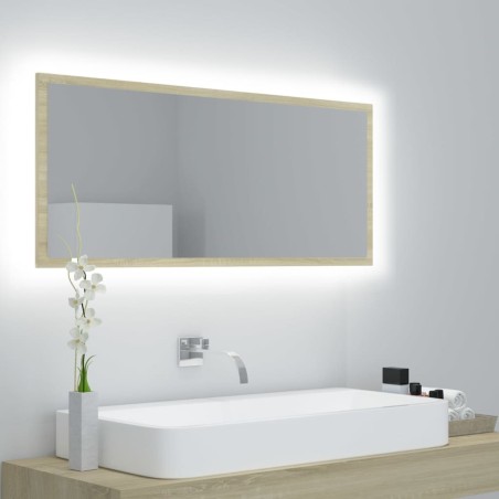 Miroir LED de salle de bain Chêne sonoma 100x8,5x37cm Acrylique 623816623816
