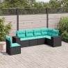 Salon de jardin 6 pcs avec coussins noir résine tressée 623820623820