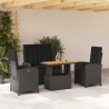 Ensemble à manger de jardin 4 pcs avec coussins noir 623821623821