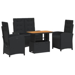 Ensemble à manger de jardin 4 pcs avec coussins noir 623821623821