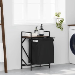 Panier à linge 1 compartiment avec étagère en chêne brun 623824623824