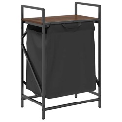 Panier à linge 1 compartiment avec étagère en chêne brun 623824623824