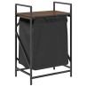 Panier à linge 1 compartiment avec étagère en chêne brun 623824623824