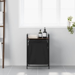 Panier à linge 1 compartiment avec étagère en chêne brun 623824623824