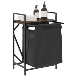Panier à linge 1 compartiment avec étagère en chêne brun 623824623824