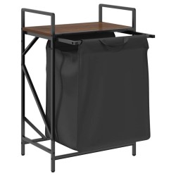 Panier à linge 1 compartiment avec étagère en chêne brun 623824623824