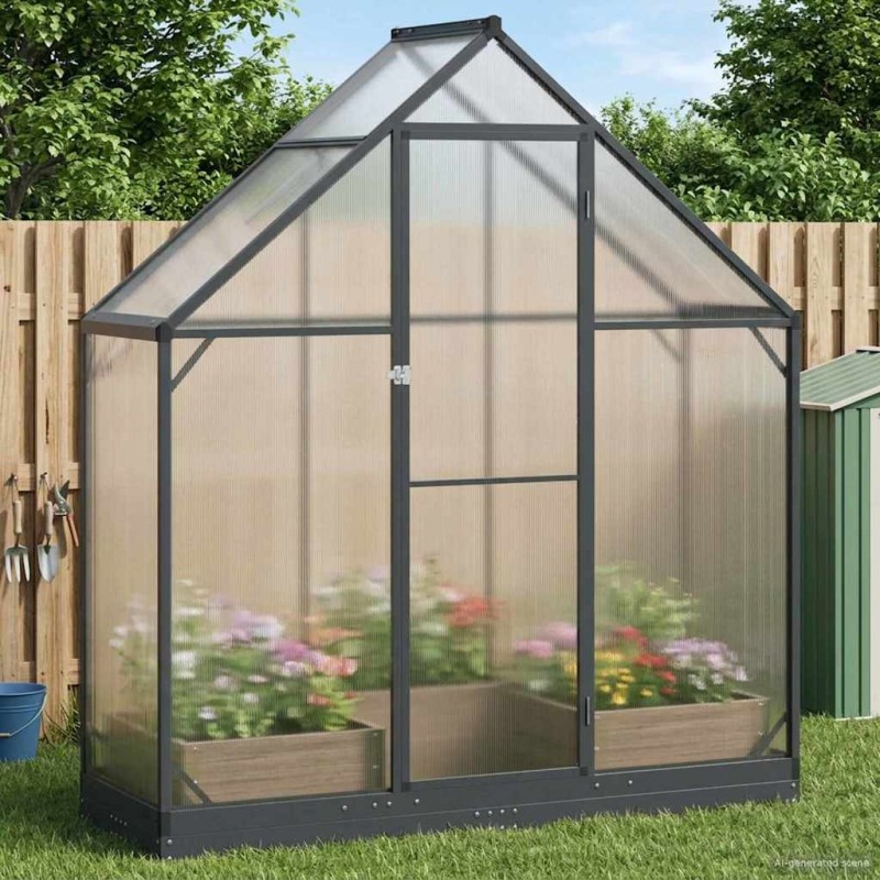 Serre de jardin avec porte Anthracite 183,5 x 63,5 x 207 cm 623838623838
