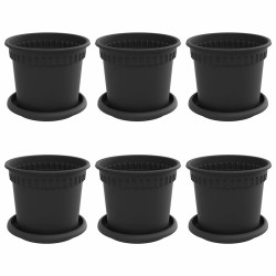 Pots de plantes 6 pcs Noir Ø 15 x 12 cm Plastique 623844623844