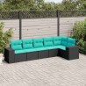 Salon de jardin 6 pcs avec coussins noir résine tressée 623847623847