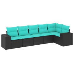 Salon de jardin 6 pcs avec coussins noir résine tressée 623847623847