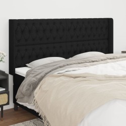 Tête de lit avec oreilles Noir 203x16x118/128 cm Tissu 623849623849