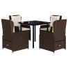 Ensemble à manger de jardin 5 pcs et coussins marron poly rotin 623851623851