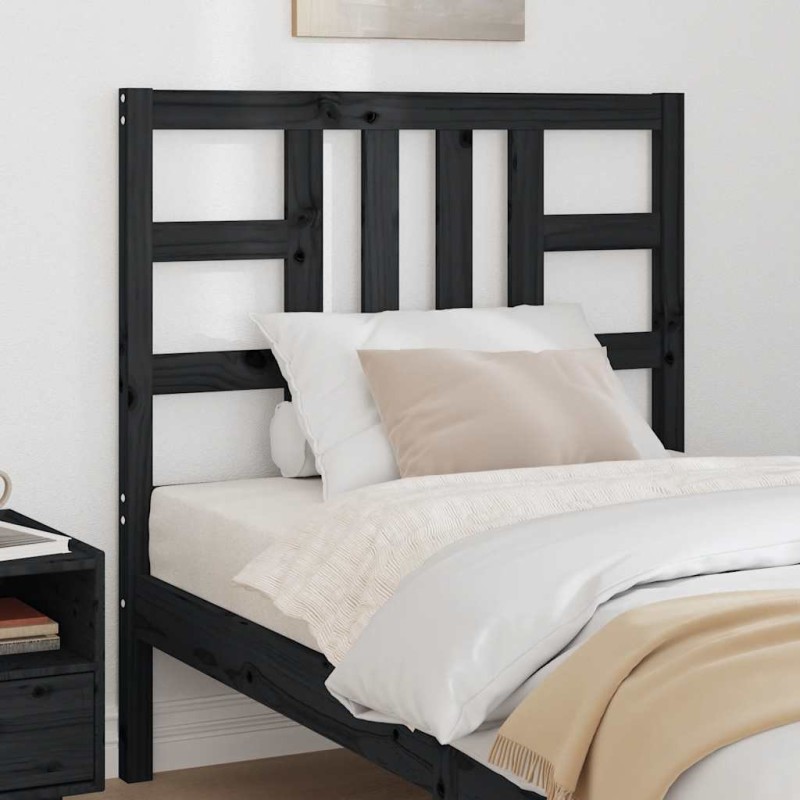 Tête de lit Noir 96x4x100 cm Bois massif de pin 623875623875