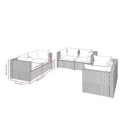 Salon de jardin 6 pcs avec coussins Résine tressée Noir 623885623885