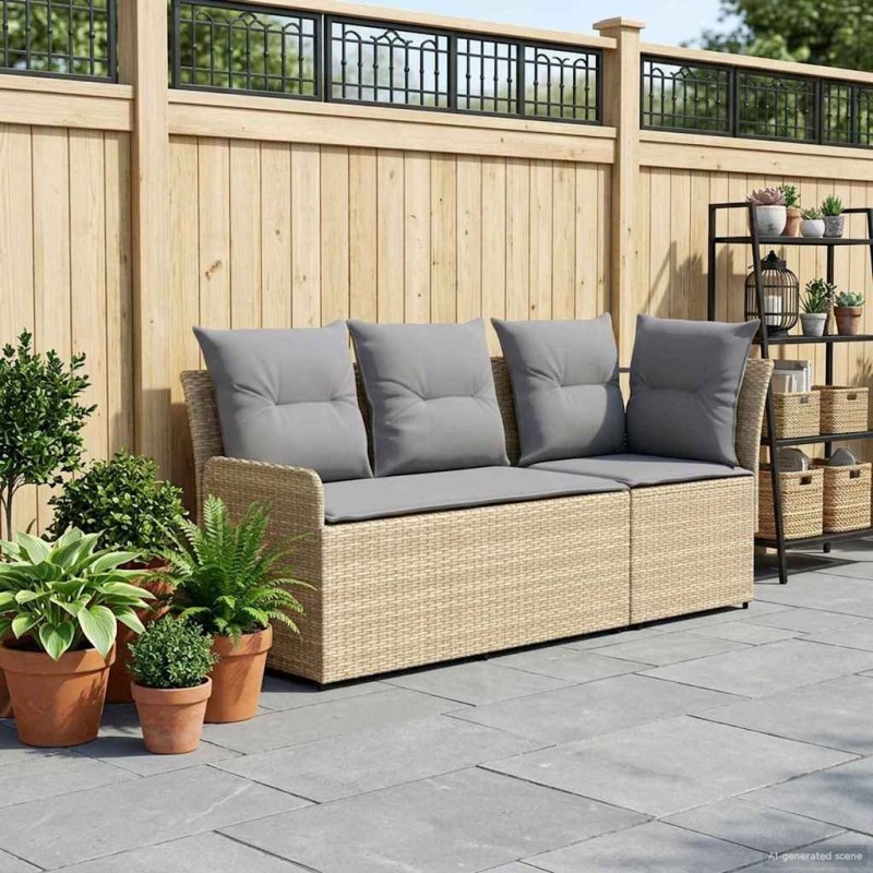 Sofa de jardin avec accoudoirs et sofa d'angle 2 Pièce Rotin PE 623890623890