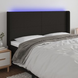 Tête de lit à LED Noir 203x16x118/128 cm Tissu 623892623892