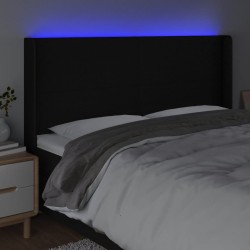 Tête de lit à LED Noir 203x16x118/128 cm Tissu 623892623892