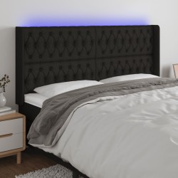 Tête de lit à LED Noir 203x16x118/128 cm Tissu 623893623893