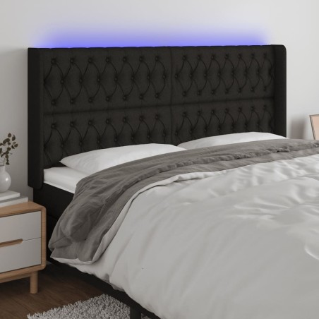 Tête de lit à LED Noir 203x16x118/128 cm Tissu 623893623893
