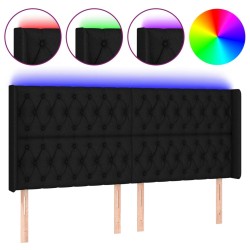 Tête de lit à LED Noir 203x16x118/128 cm Tissu 623893623893