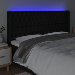 Tête de lit à LED Noir 203x16x118/128 cm Tissu 623893623893