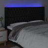 Tête de lit à LED Noir 203x16x118/128 cm Tissu 623893623893