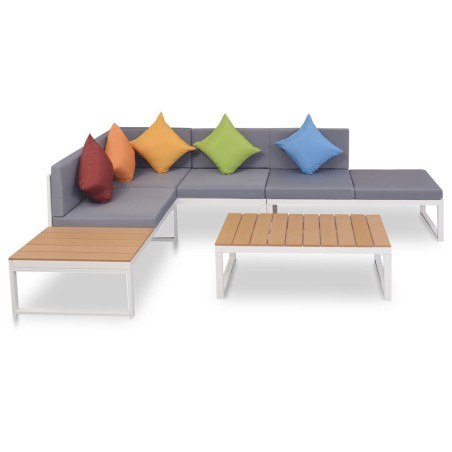 Salon de jardin 4 pcs avec coussins Aluminium et WPC 623903623903