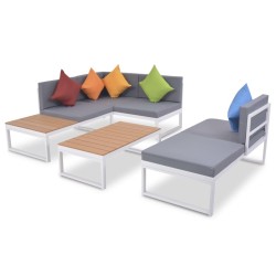 Salon de jardin 4 pcs avec coussins Aluminium et WPC 623903623903