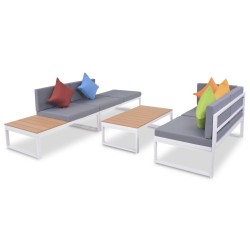 Salon de jardin 4 pcs avec coussins Aluminium et WPC 623903623903
