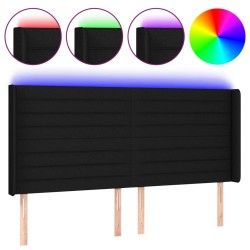 Tête de lit à LED Noir 203x16x118/128 cm Tissu 623906623906