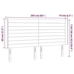 Tête de lit à LED Noir 203x16x118/128 cm Tissu 623906623906